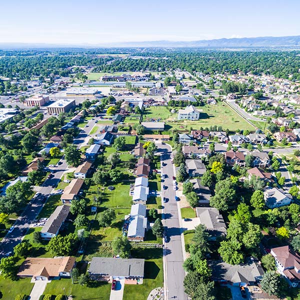 Aerial view of residential neighborhood