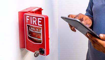 fire alarm system being tested
