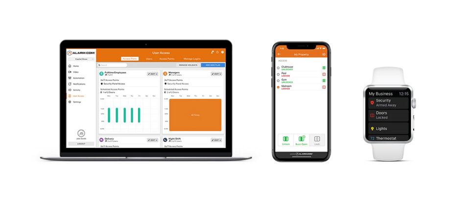 Laptop Phone and Watch With Access Control App by Help Inc Electronic Security Solutions in Attleboro & Plainville, MA